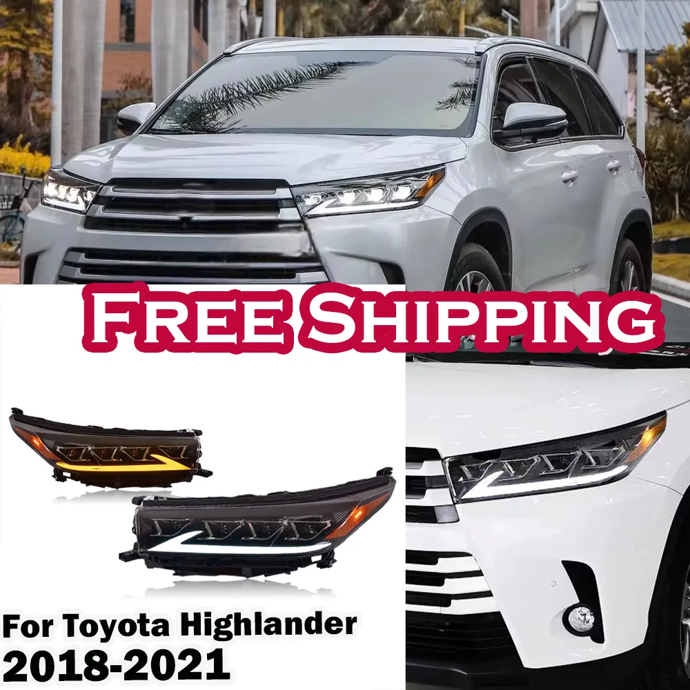 

Car Head Lamp Assembly For Toyota Highlander Headlights 2018-2021 Upgrade Modified to NEW Highlander Dynamic Turn LED Headlight