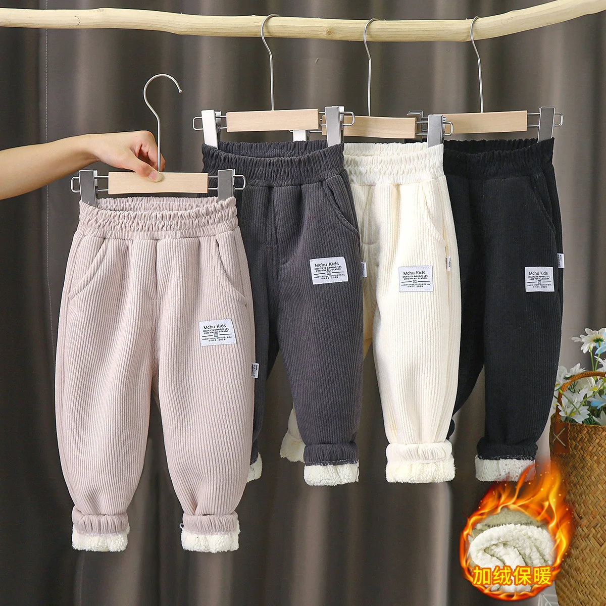 2023 High Quality Thick Warm Winter Jean Thicken Winter Warm Cashmere Jeans Boys  Kids Trousers Children Pants 1-6Y