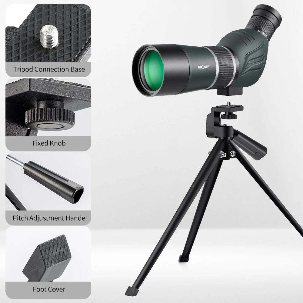 K&F Concept 20-60X60 HD Spotting Scope BAK4 45 Degree for Viewing Wildlife Scenery with Phone Clip Tripod Bag Eyepiece Monocular