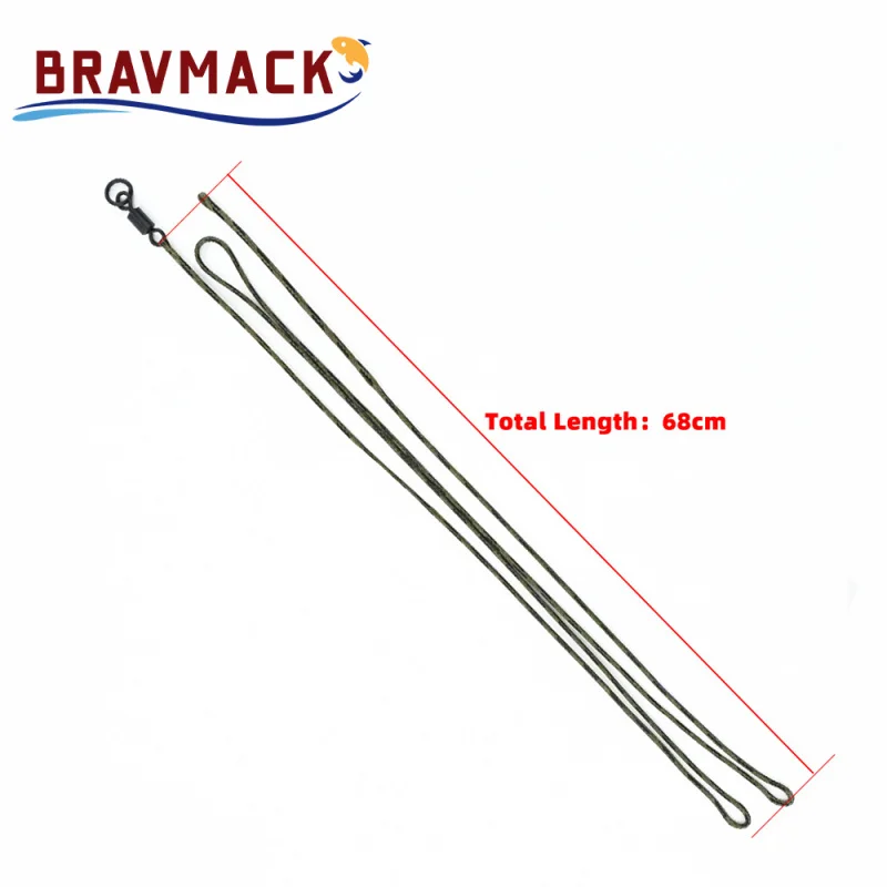 3pcs/conjunto de accesorios de pesca de carpa, giratorios Leadcore listos para usar, cambio rápido, gancho trenzado de 12 hebras - imagen 2