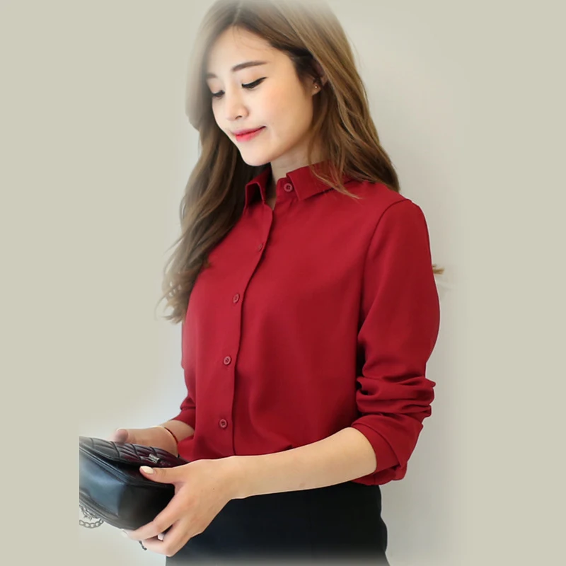 2023 Autumn Women\'s Solid Color Lapel Long Sleeve Chiffon Shirts Simple Casual Loose Woman Blouse and Tops Office Lady Clothes