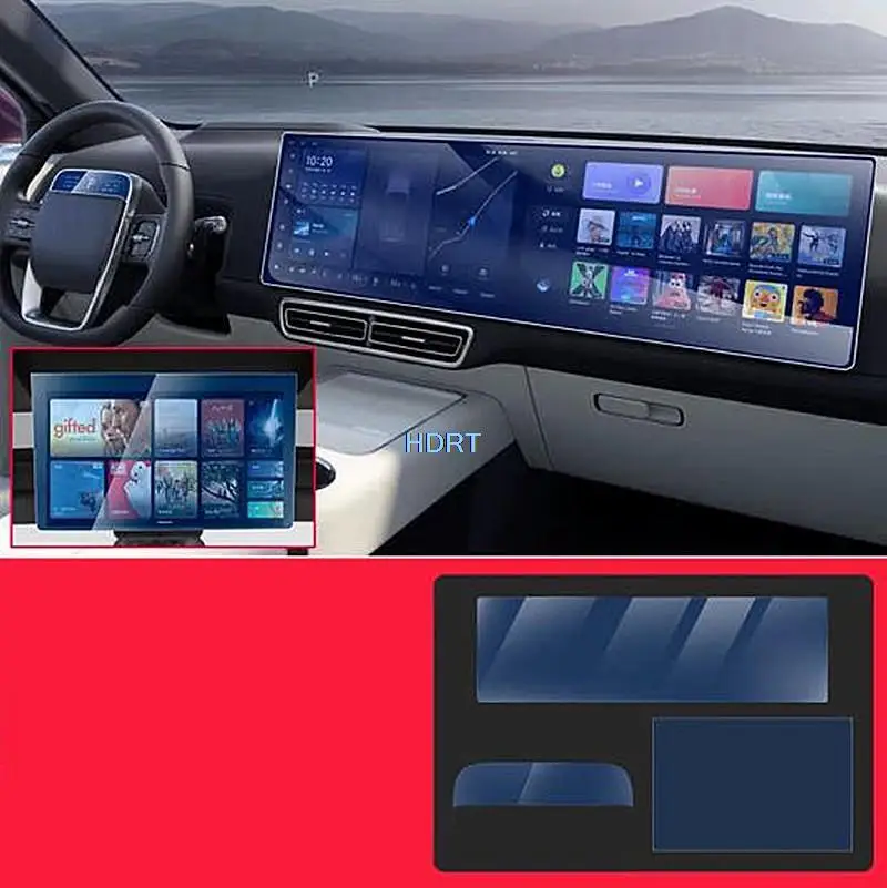 Car Styling Central Control Instrument Rear TV Display Screen Navigation Tempered Film For Leading Ideal Li Auto L9 L8 L7 2022 +