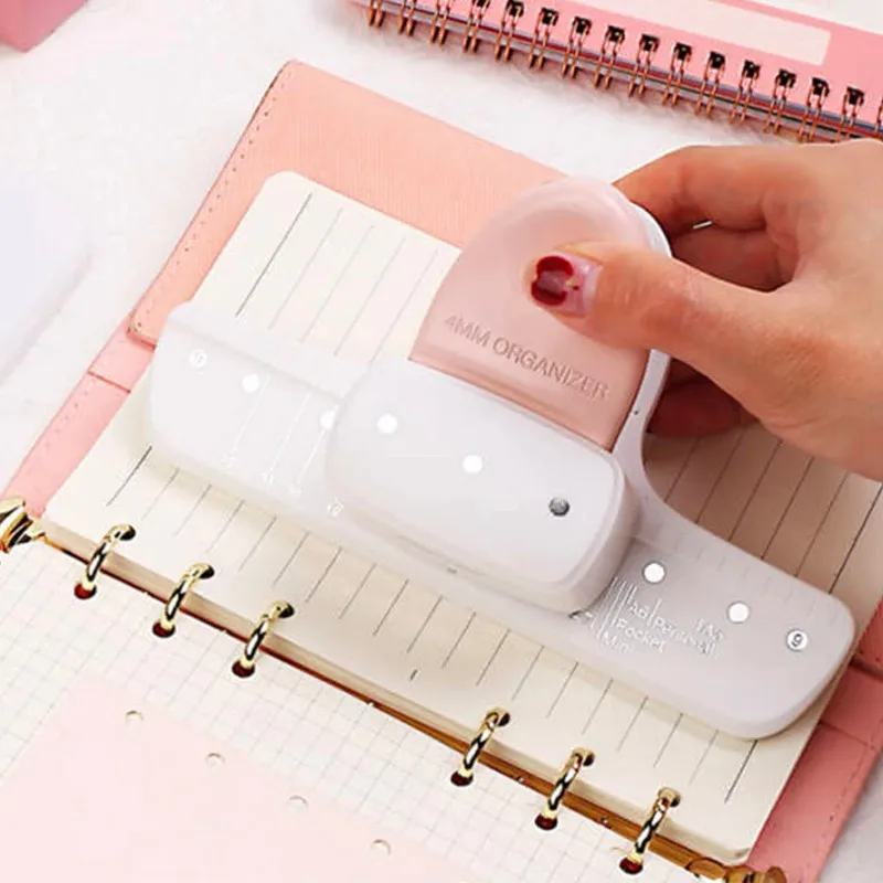 3 Hole Punch 4mm Dia 19mm Space Loose Leaf Notebooks Scrapbooking Puncher Pink for A5 A6 A7 A8 A7 Pocket A6 Peronal A8 Puncher