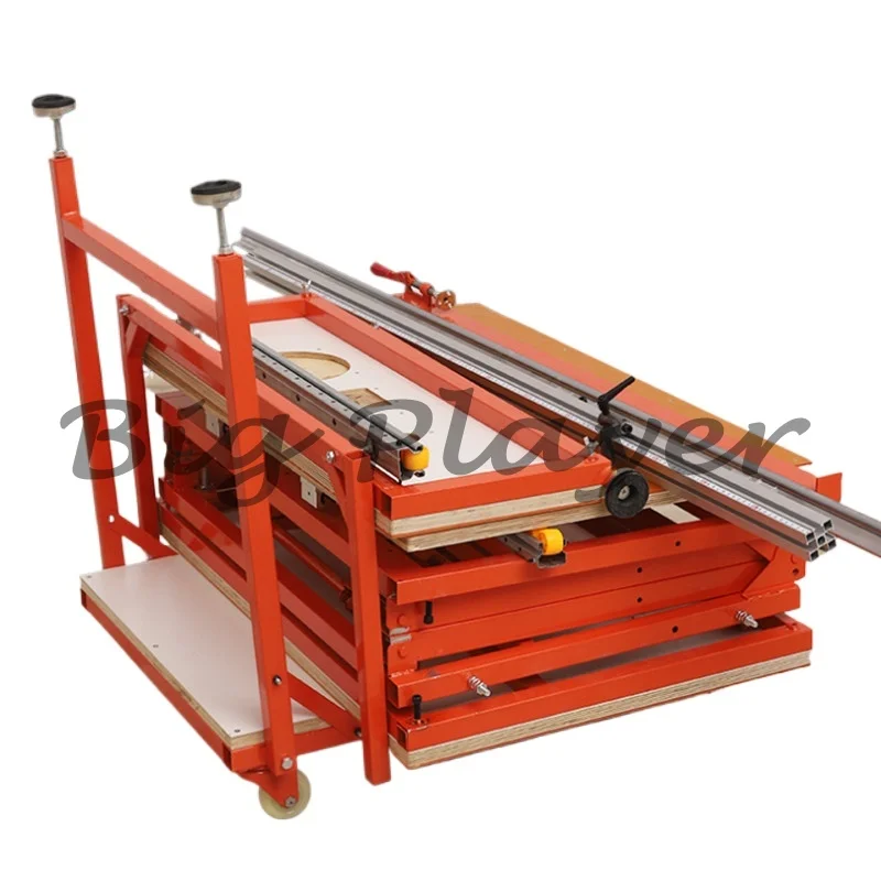 Foldable Woodworking Table Saw - Heavy Duty Sliding Panel Saw with Dust Collection System and Linear Rails