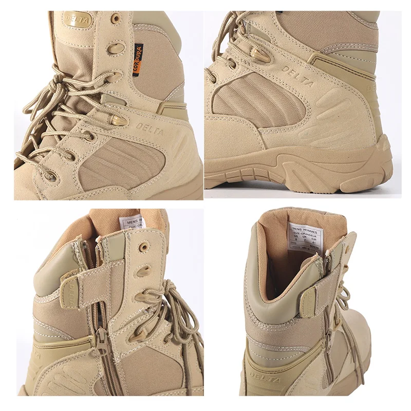 Tactical Mens Boots Special Force Leather Waterproof Desert Combat Ankle Boot Work Shoes Plus Size Hiking Shoes