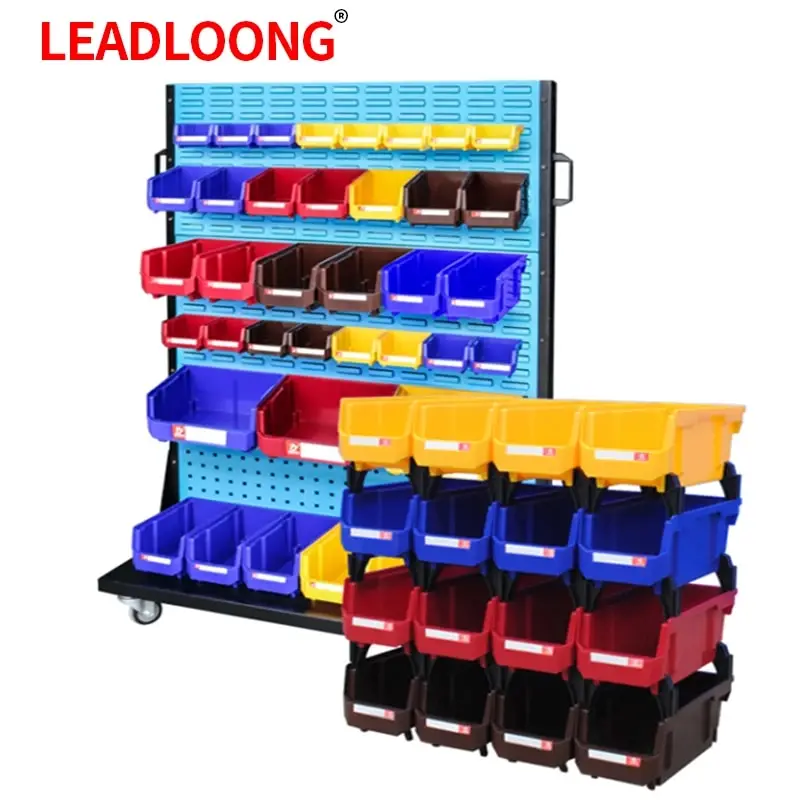 LEADLOONG V1 Storage Bin 6/24pcs 13.5x10.5x7.6cm/5x4*3inch Freestanding Tiered Shelf for Garage Hanging Stacking Container