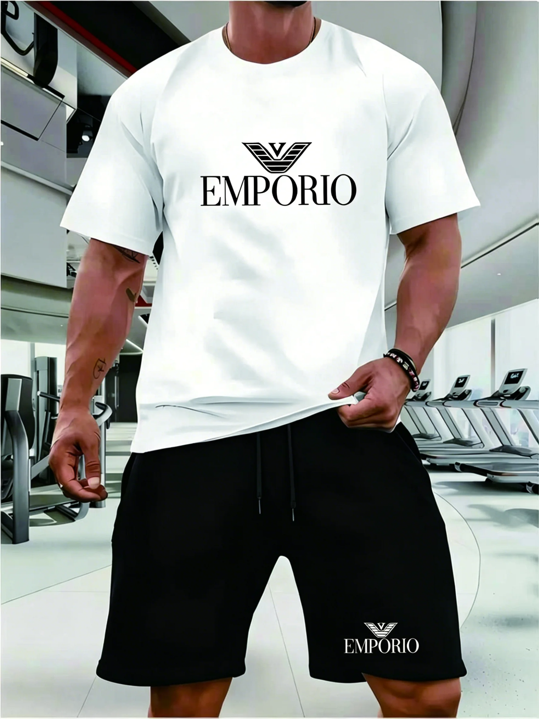 2026 New Trend Fashion Leisure Summer Outdoor Sports Set Men's Breathable T-shirt and Shorts Casual Fashion Two Piece Set