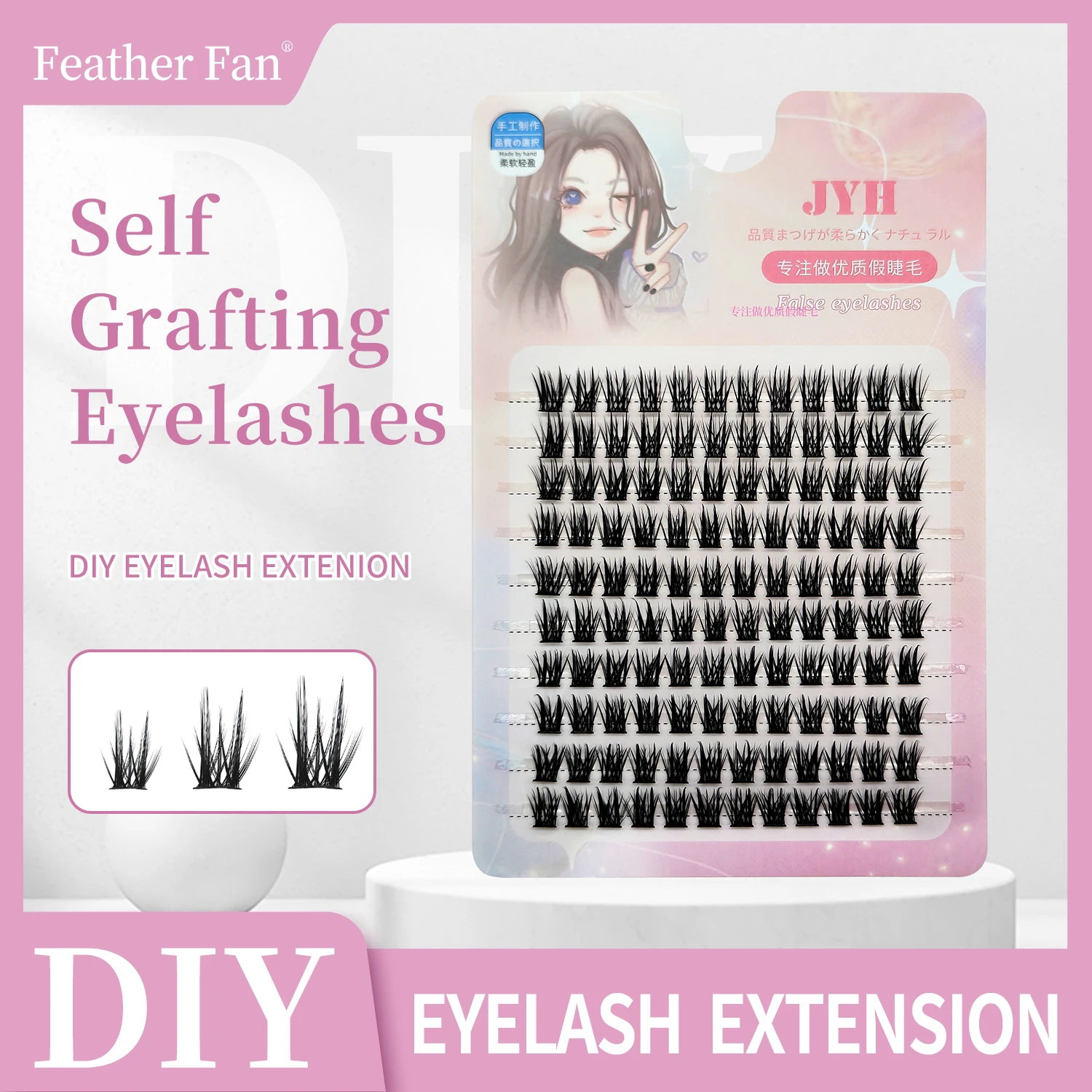 10 Rows Feather Fan False Eyelash Clusters Extensions Individual Lashes Cluster Natural DIY Eyelashes Extensions Makeup