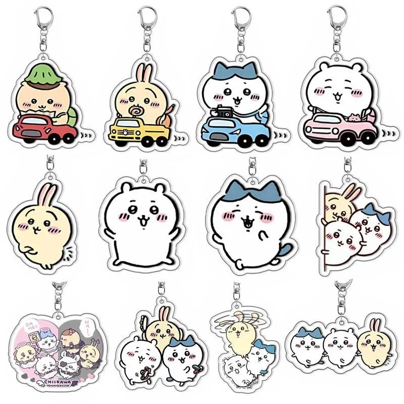 12Pcs Anime Acrylic Keychain Set, Cute Bag Charm Keyring for Backpack Purse, Cartoon Pendant Decoration, Gift for Fans