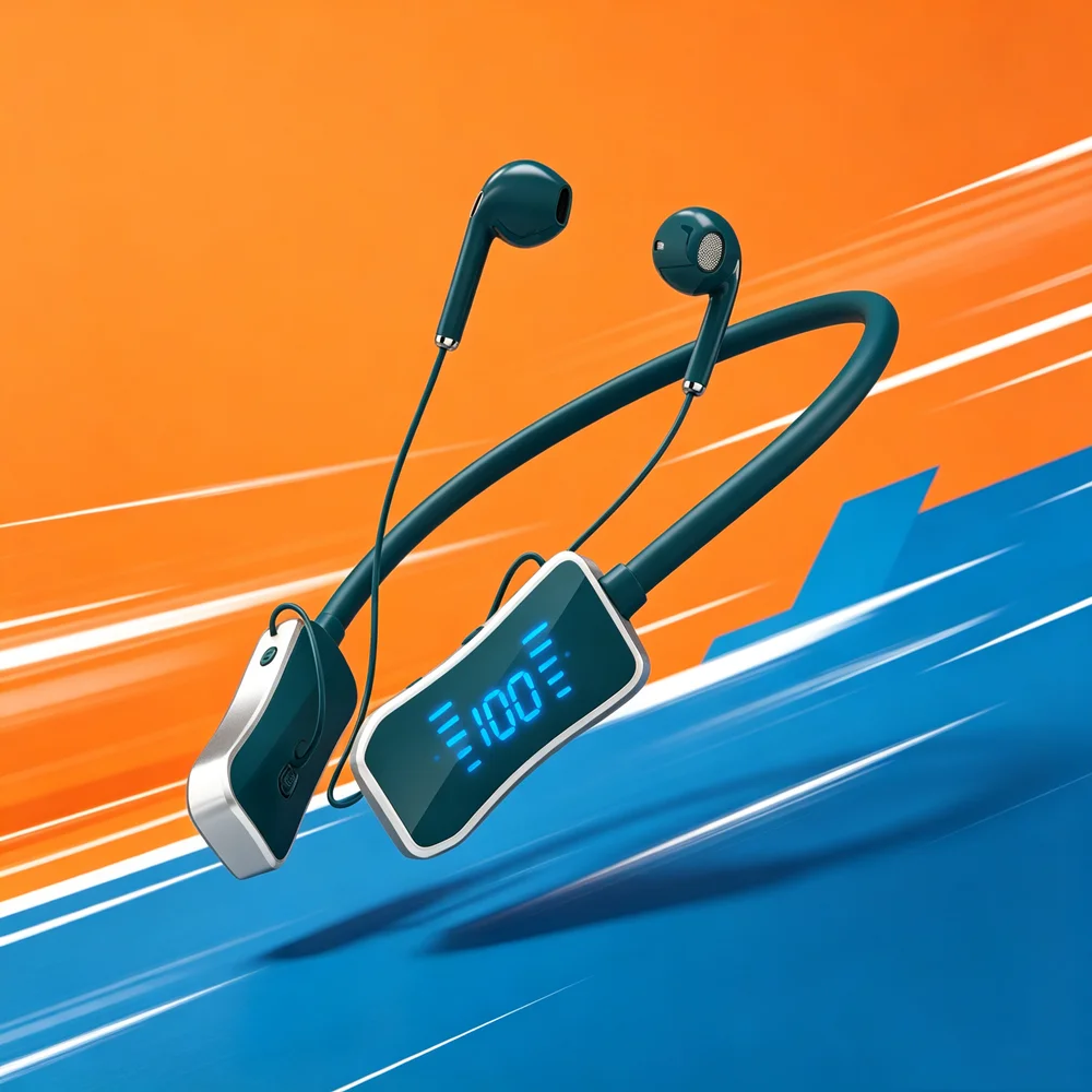 Magnetic Neckband Headphones Wireless Bluetooth Earphones LED Display Headset Sport Noise Cancel Earbuds with Mic