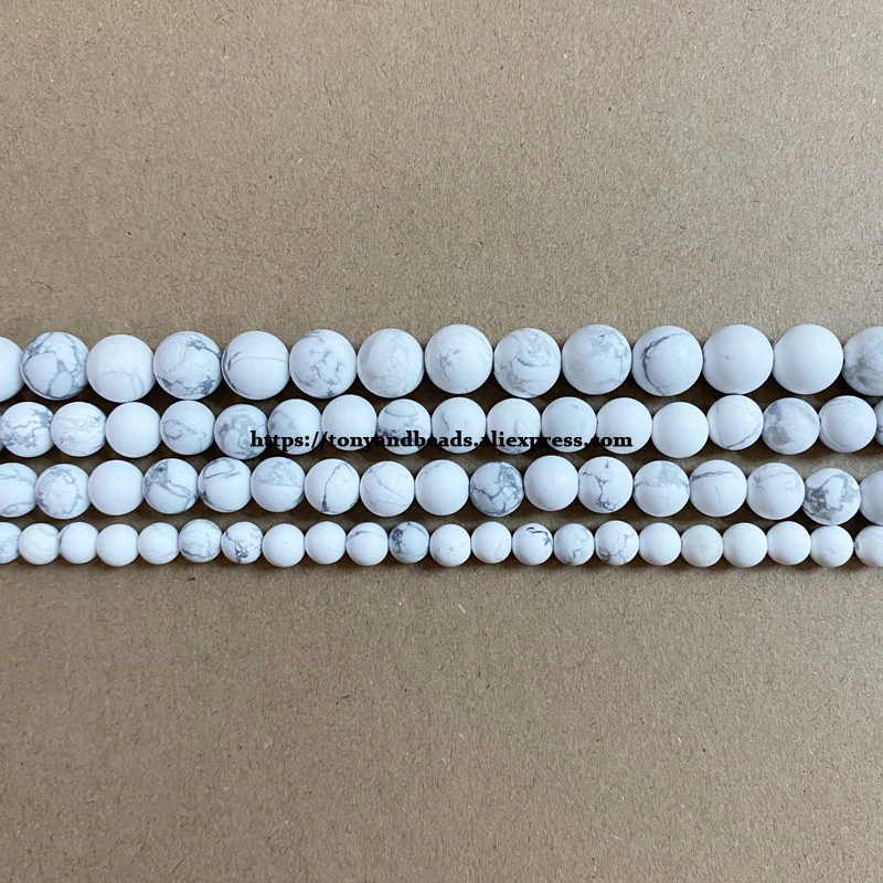 Natural Stone Matte White Howlite Turquoise Round Loose Beads 15\