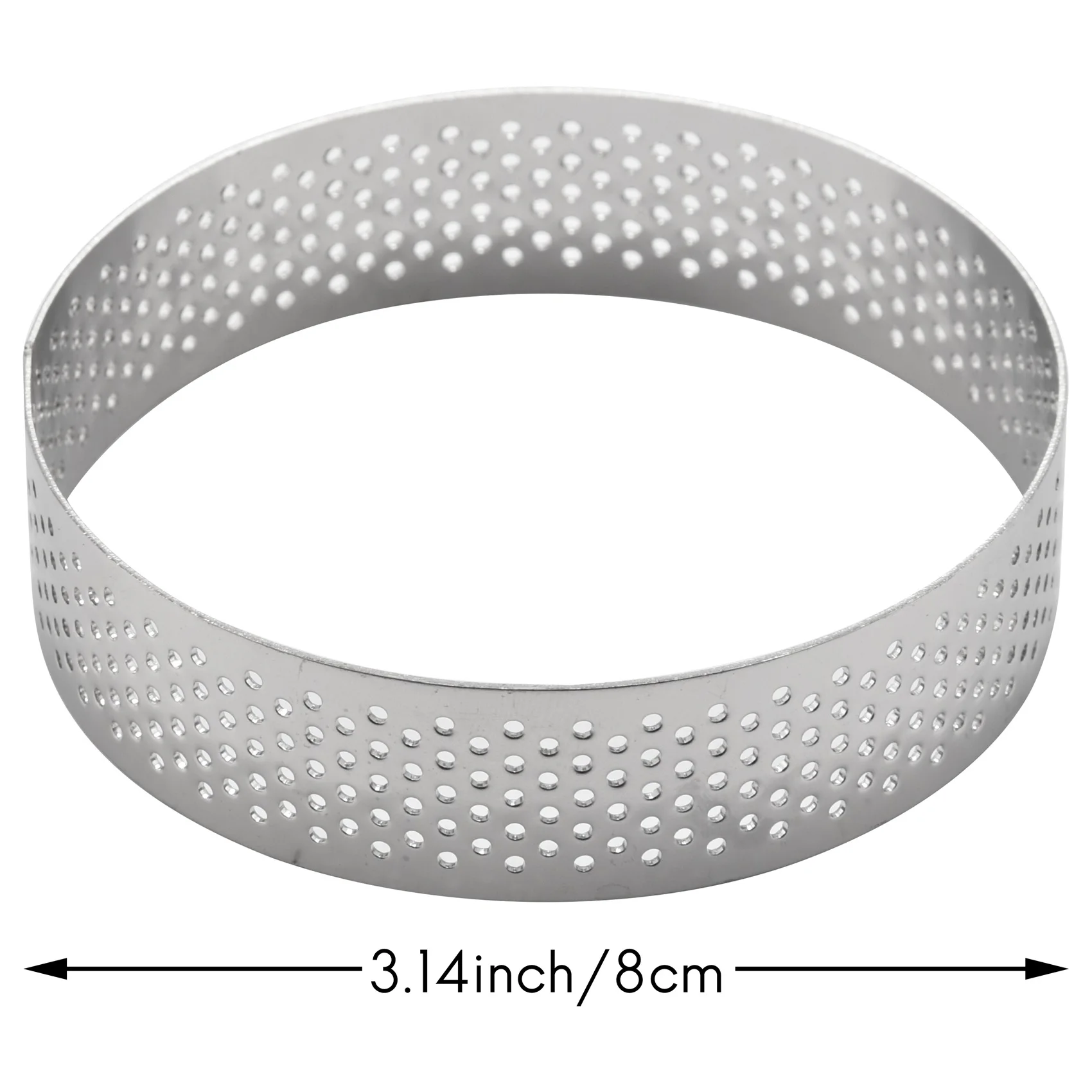 Anel de torta de aço inoxidável de 8 pces, anel de mousse de bolo perfurado termicamente redondo anel de torta enrolado dobro molde de metal 8cm