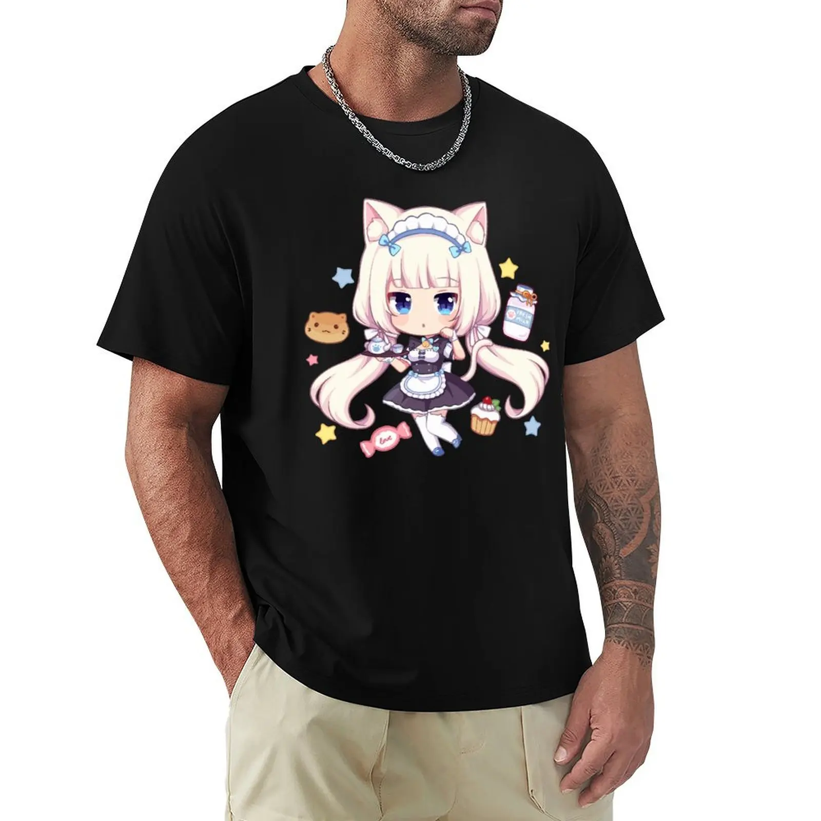 Vanilla Chibi T-Shirt Basic Solid Color Short Sleeve Cotton Top