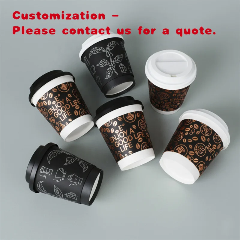 custom.Coffee Vasos De Papel,12 Oz 16 Ozwhite 9oz 14oz Takeaway Disposable Coffee Emboss 8 Oz Custom Printed Double Wall 8oz Pap