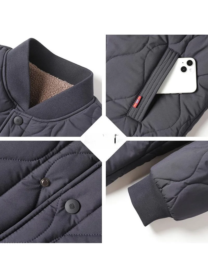 سترة مدرسية مبطنة بالصوف للطلاب في المدارس الإعدادية والثانوية، معطف شتوي طويل للرجال بسحاب #4