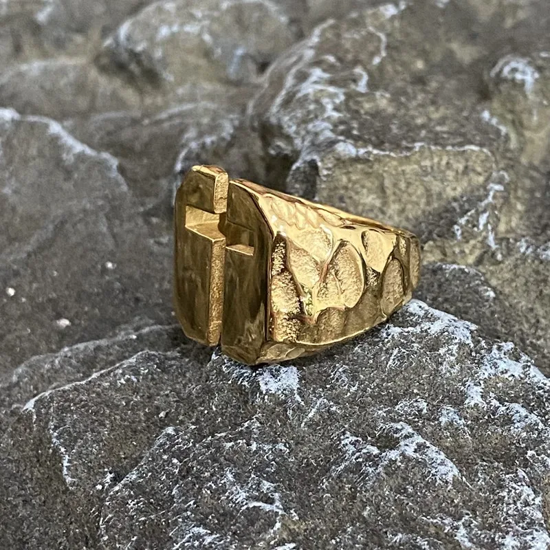 Cross Rvs Ring God Geloof Geometrische Vintage Punk Mens Ring Mode Gift Gothic Sieraden Goud Staal Kleur Hip Groothandel