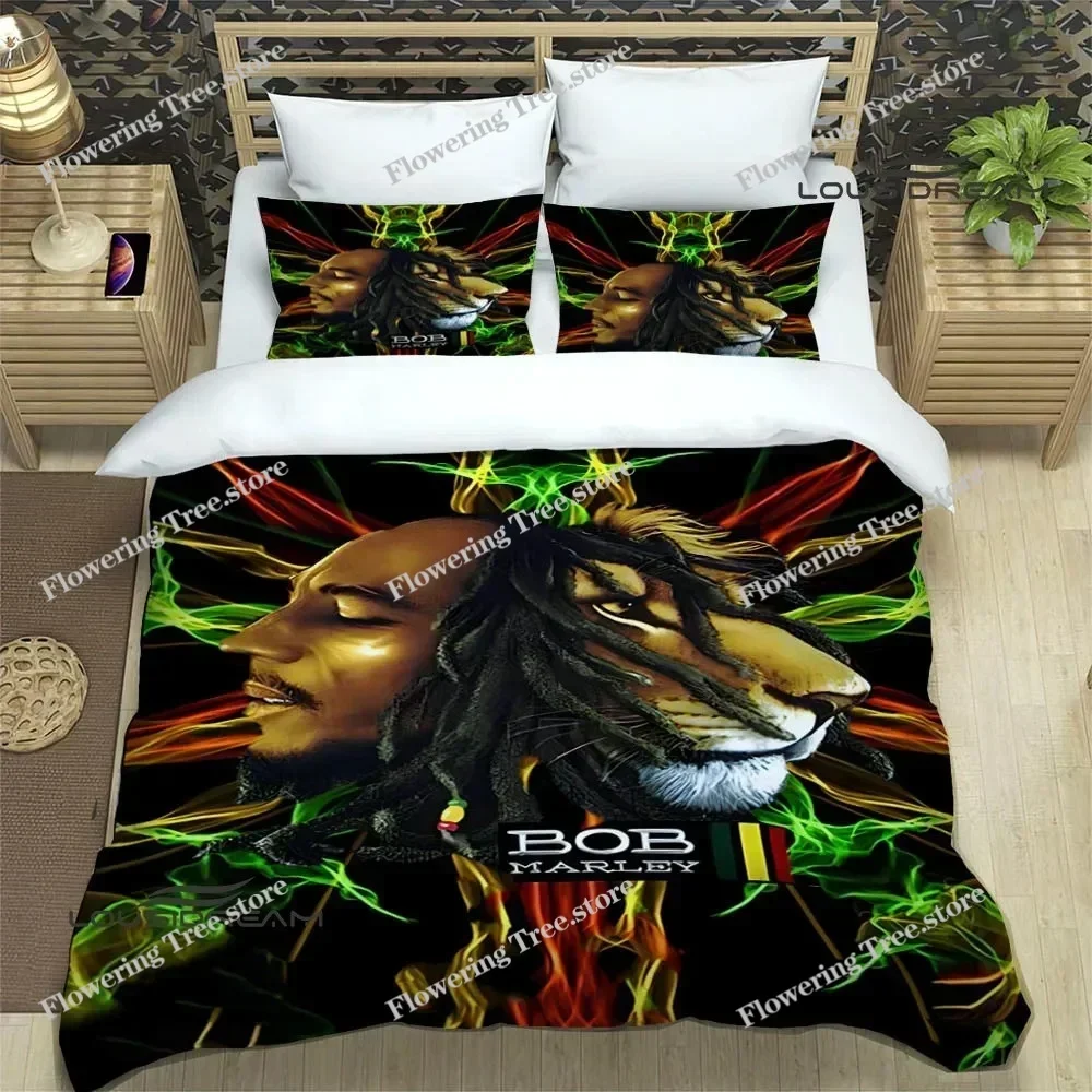 Bob Marley Lion Maple Leaf  Bedding Sets exquisite bed supplies set duvet cover comforter set bedding set luxury birthday gift02