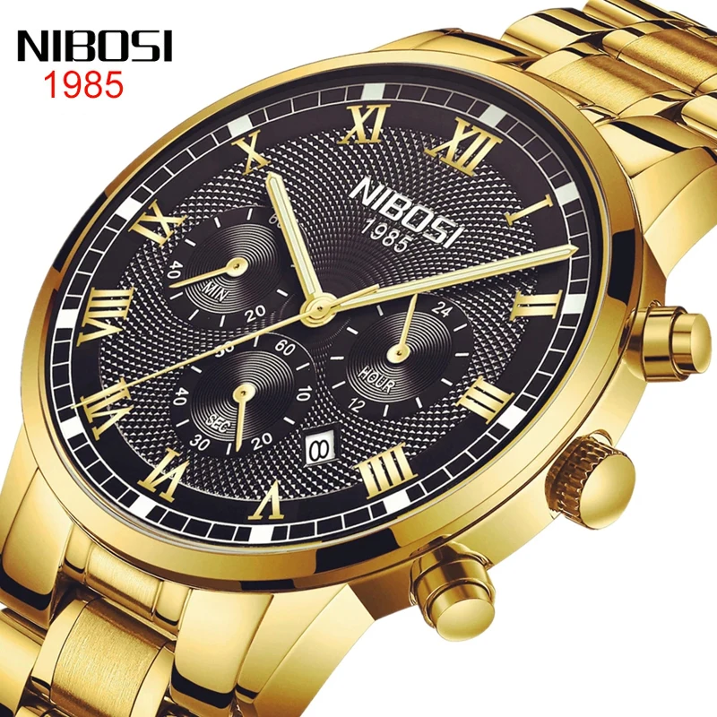 

NIBOSI Fashion Chronograph Quartz Watch for Men Stainless Steel Waterproof Mens Watches Top Brand Luxury Relogio Masculino