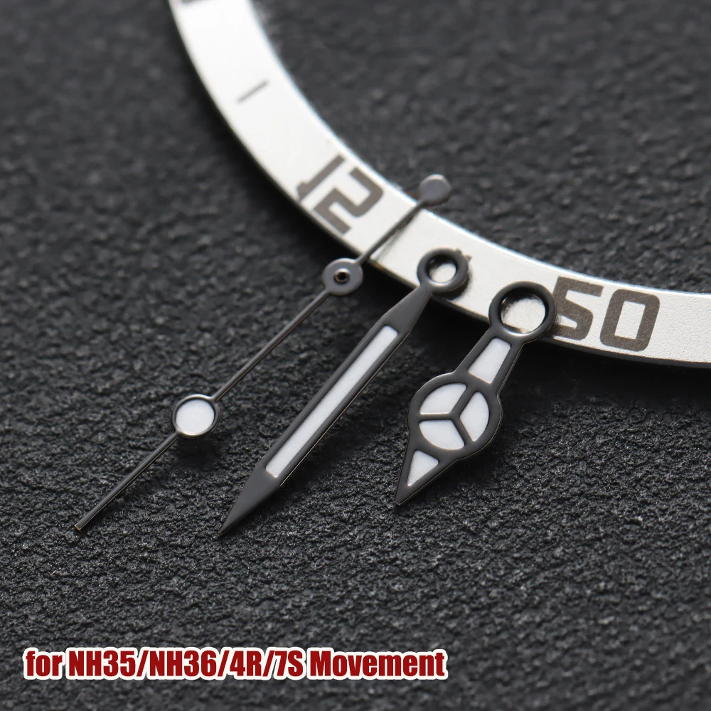 Silver Grey NH35 Hands Green Luminous Watch Hands for NH34 NH35 NH36 4R 7S Movement Ghost Watches Pointers Watch Accessories