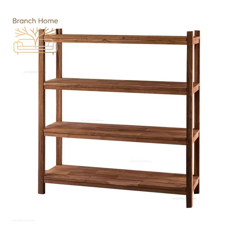 Medieval restaurant simple shelf old elm display shelf household shelf all solid wood multi-layer bookshelf Japanese style