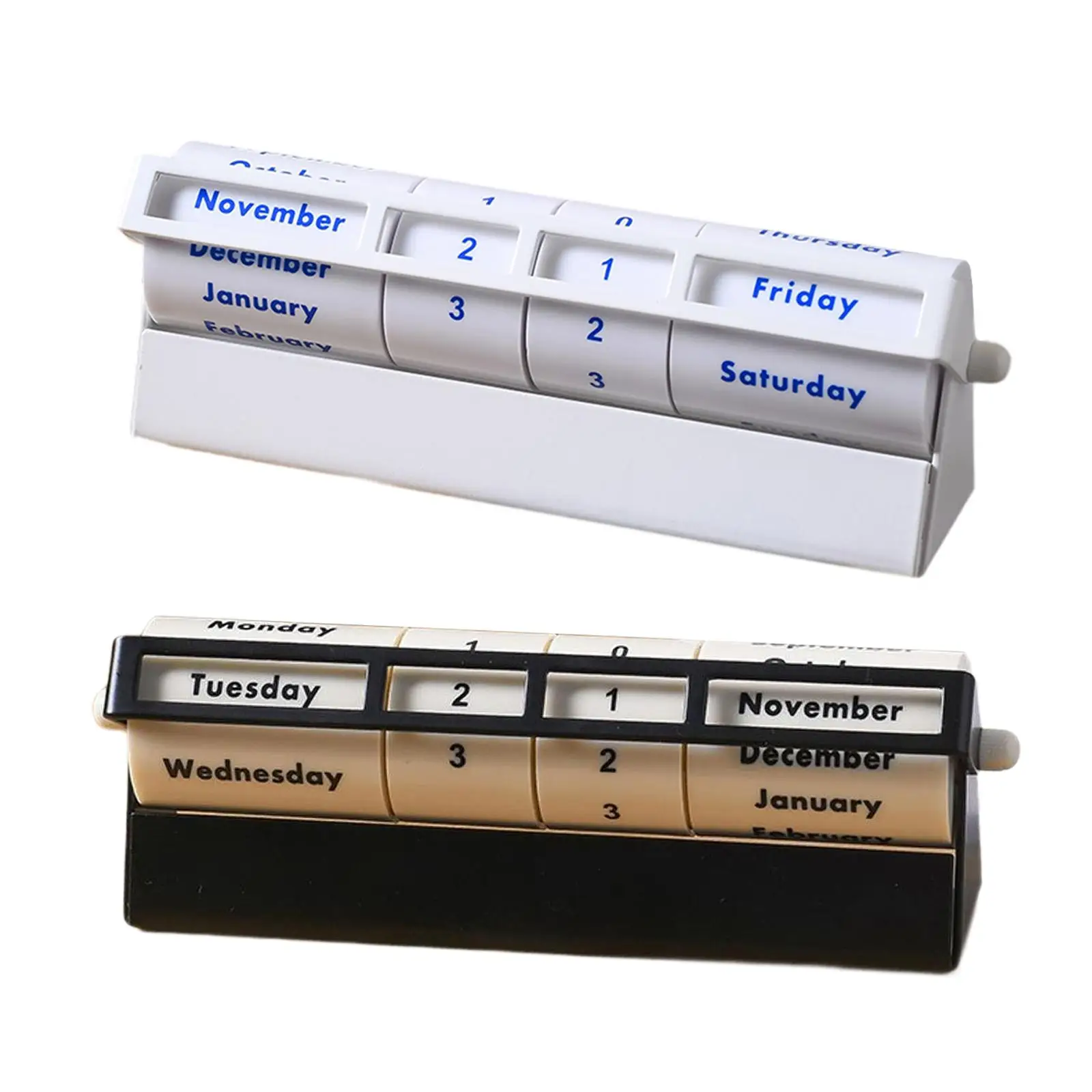 

Perpetual Calendar Wheeling Month Week Day Display Rolling Desk Calendar for Office Decor and Home