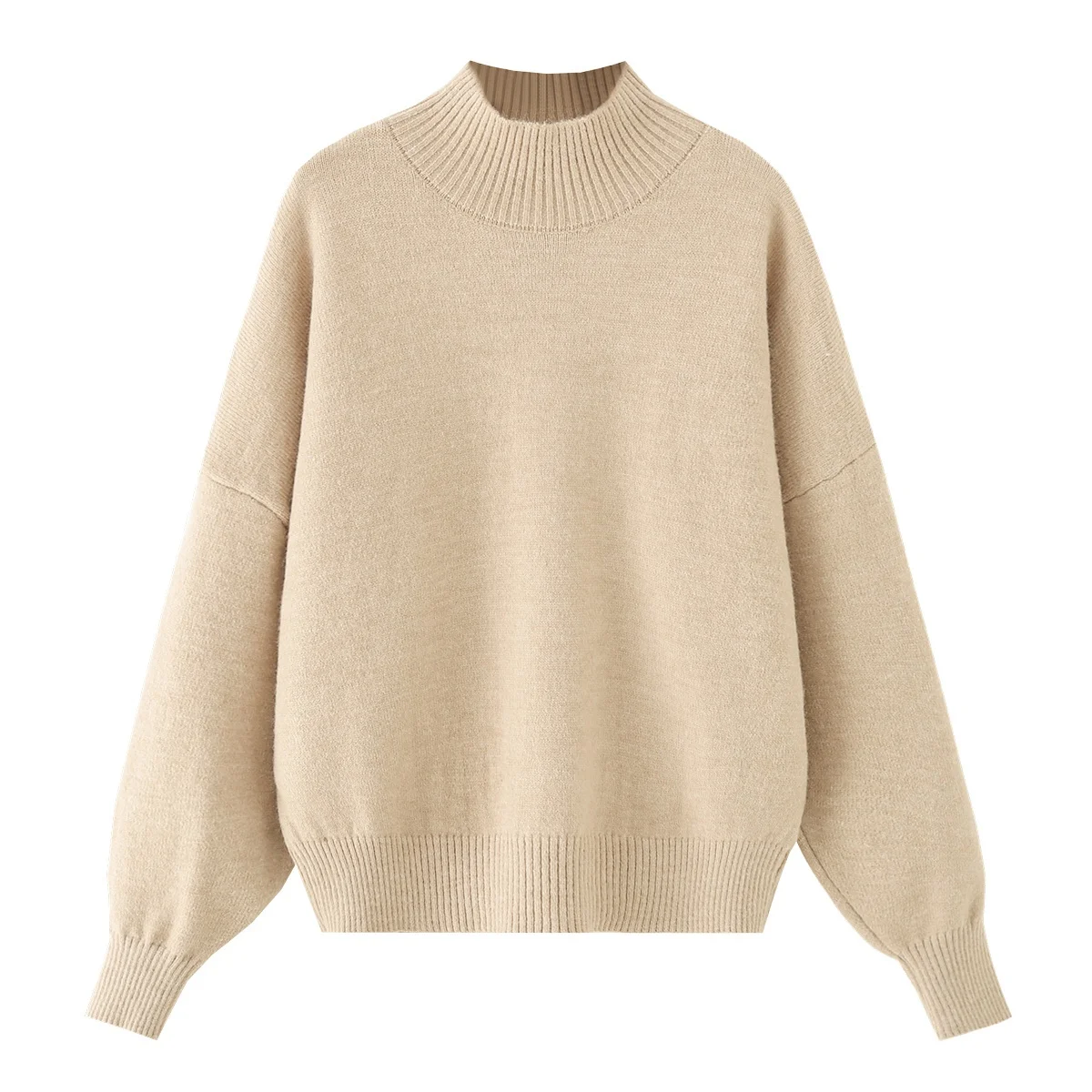 BSAY Maglione lavorato a maglia con colletto alla coreana morbido per donna Moda Autunno Inverno Nuovi maglioni lavorati a maglia femminili chic caldi a maniche lunghe Mujer