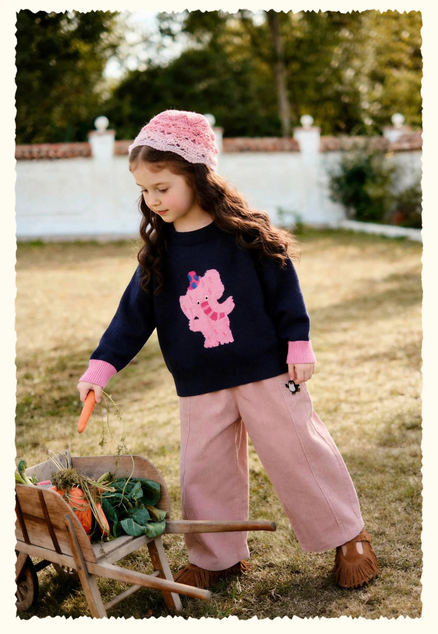 Amila 2026 Herbst Neue Kinder-Freizeithose mit seitlicher Pinguin-Verzierung Vintage Niedliche Atmosphäre Vielseitige Hose – Detail 14