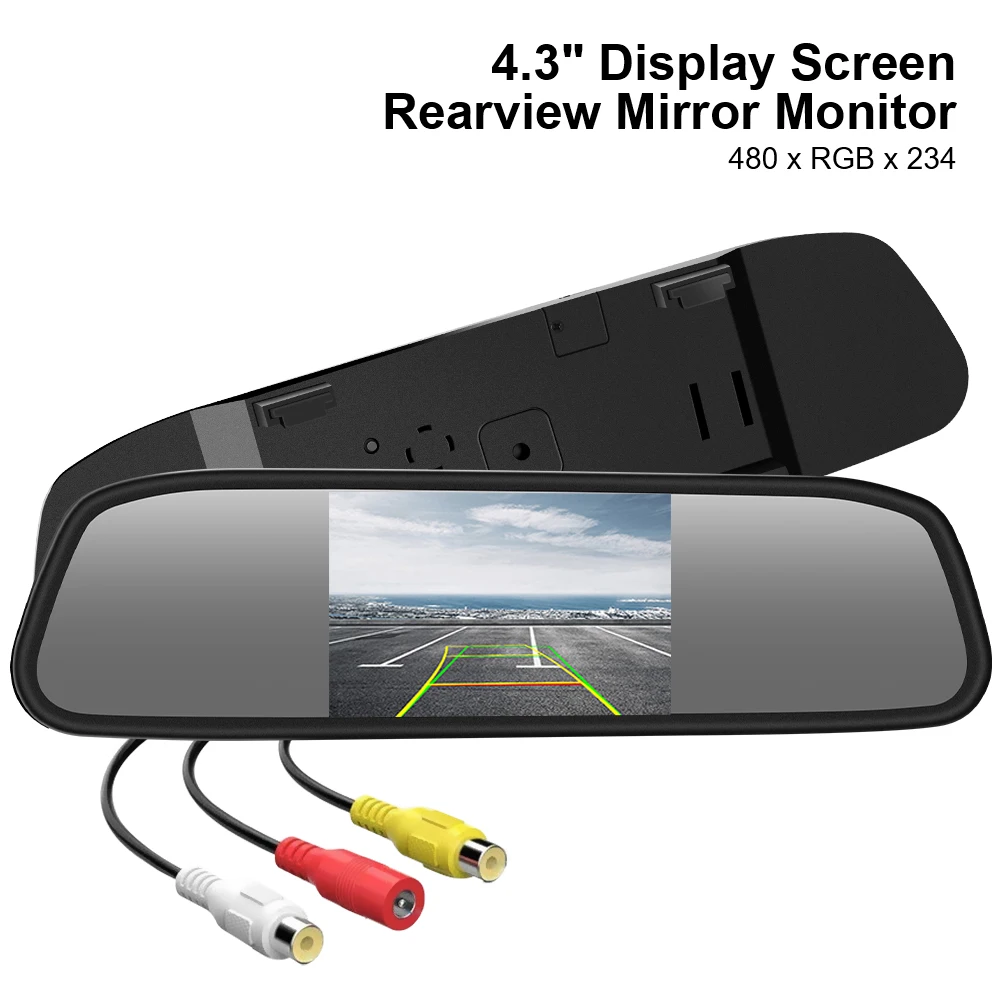 HD Video Auto Parking Monitor TFT LCD Color Monitor Car Rearview Mirror Display Universal 4.3 Inch Rearview