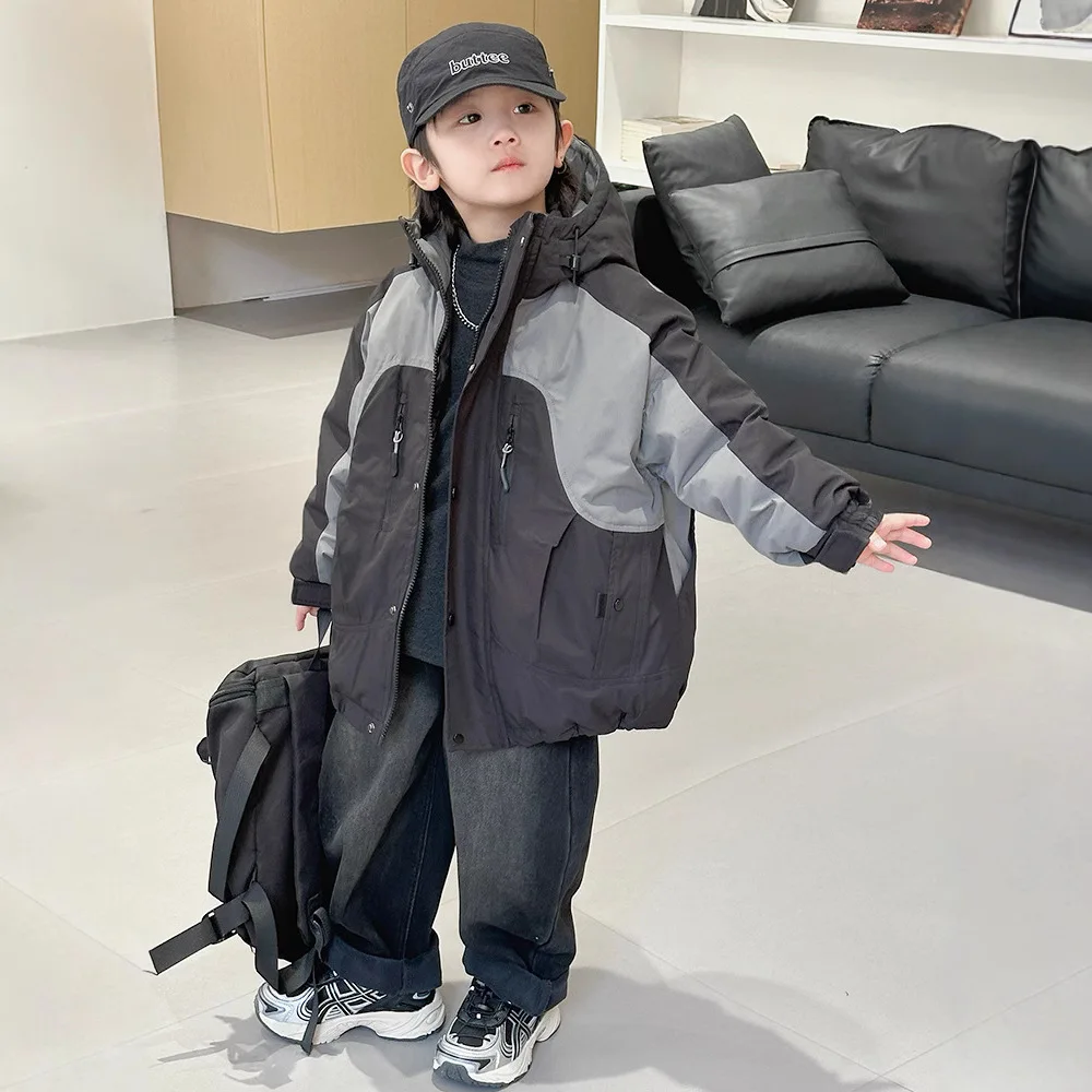 Children Clothing Fashion Casual Thick Cargo Hooded Top 2024 Winter New Boy Korean Style Warm and Comfortable Down Jacket