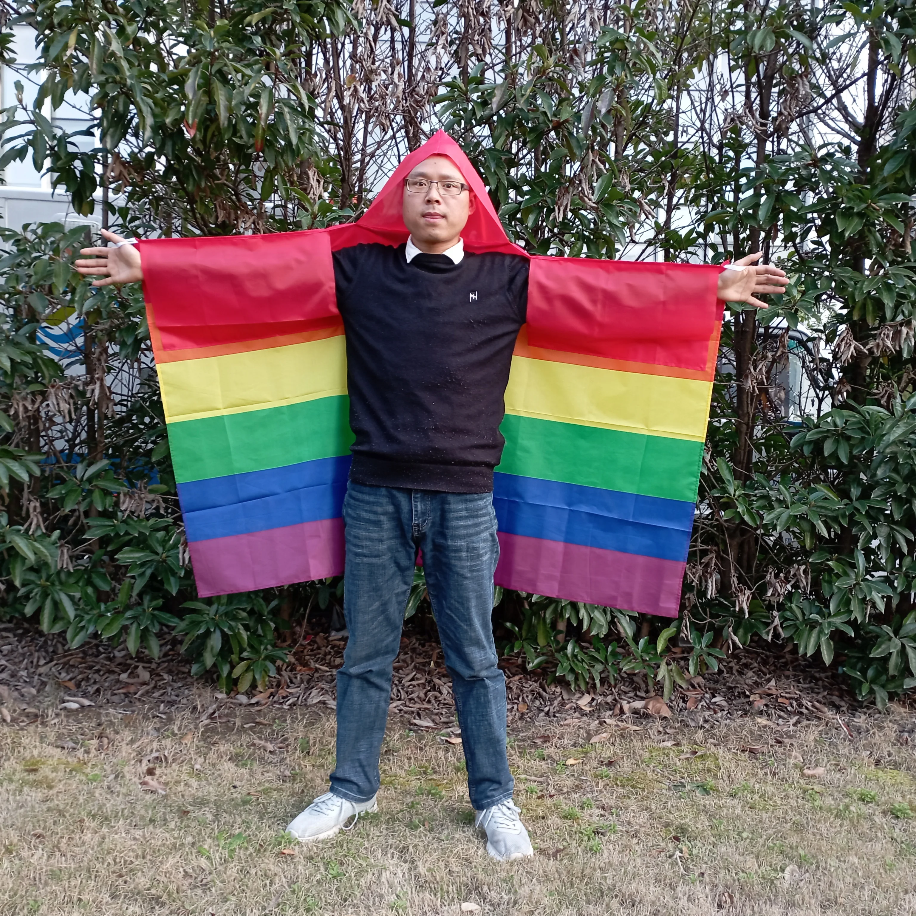 Aerxemrbrae الجسم كيب العلم فخر LGBT قوس قزح المتحولين جنسيا راية 3x5ft البوليستر للاحتفال الرياضي تأثيري