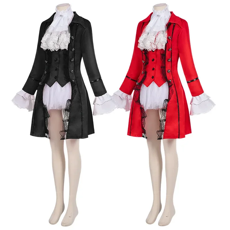 Halloween Cosplay Costumes Medieval Victorian Women Outwear Steampunk Gothic Tailcoat Button Retro Lace Long Pirate Jackets Coat view 2