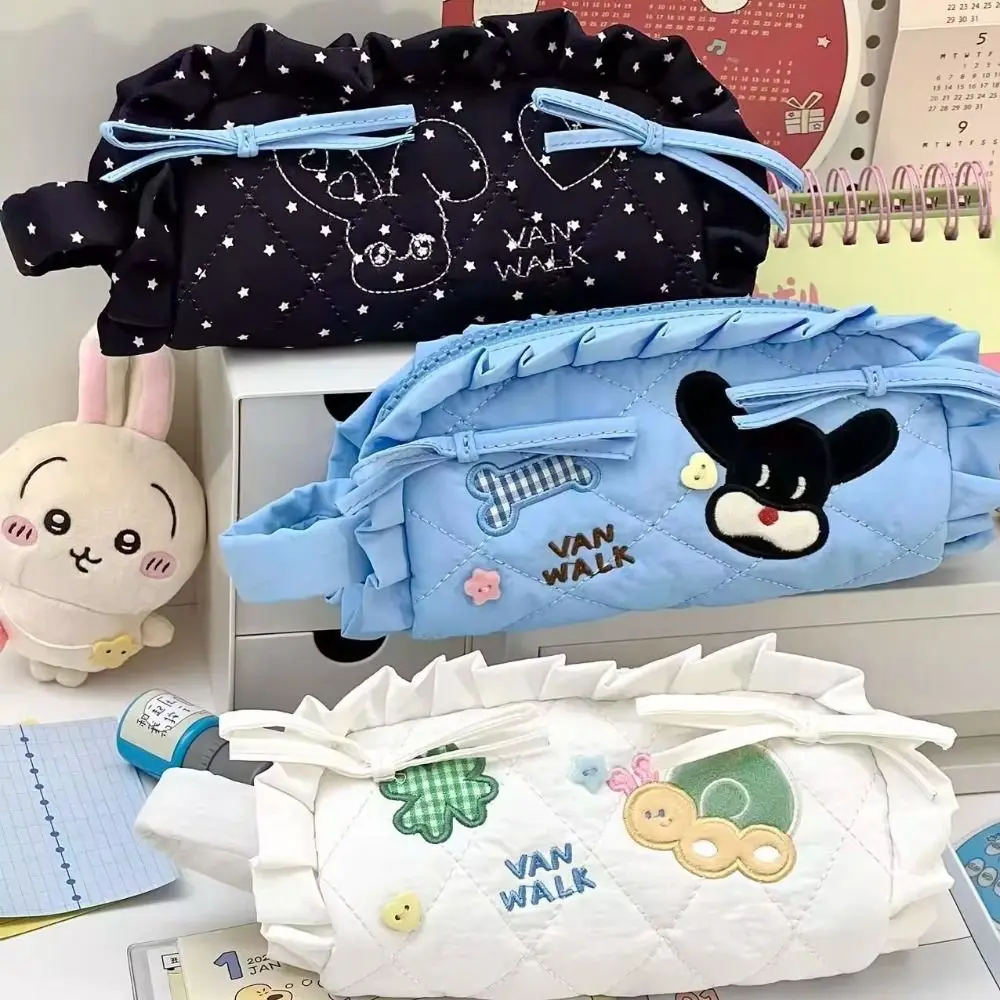 جديد قماش القلم حقيبة متعدد الطبقات زلابية حقيبة أدوات مكتبية سعة كبيرة مقلمة مكتب المدرسة #1