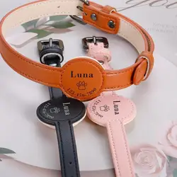 Collare Anti-smarrimento per animali domestici in pelle regolabile personalizzato custodia protettiva per Tracker di accessori per targhette identificative per animali domestici con incisione personalizzata