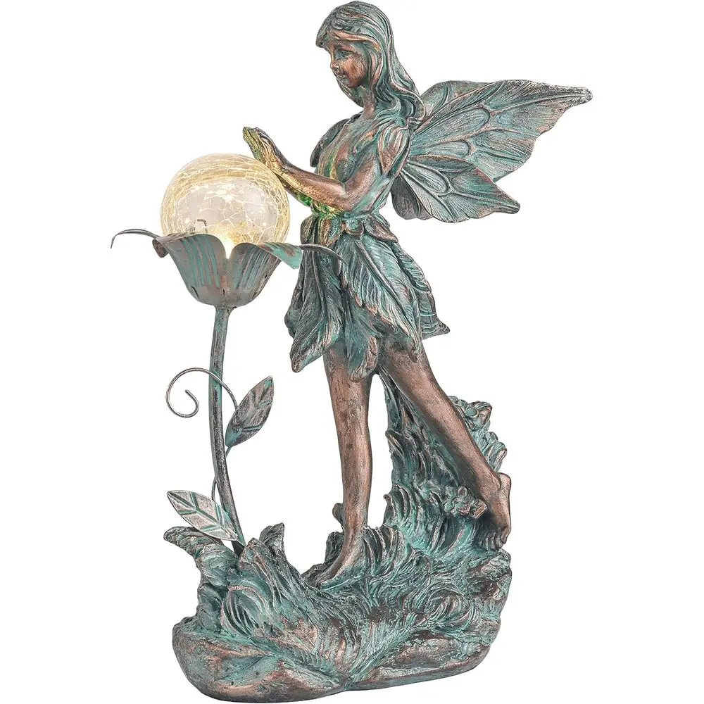 

Garden airy Large Bronze Garden Scutures & StatResin with r Outdoor Light, Valentines Decorations Lawn Ornaments or Outdoor Deco