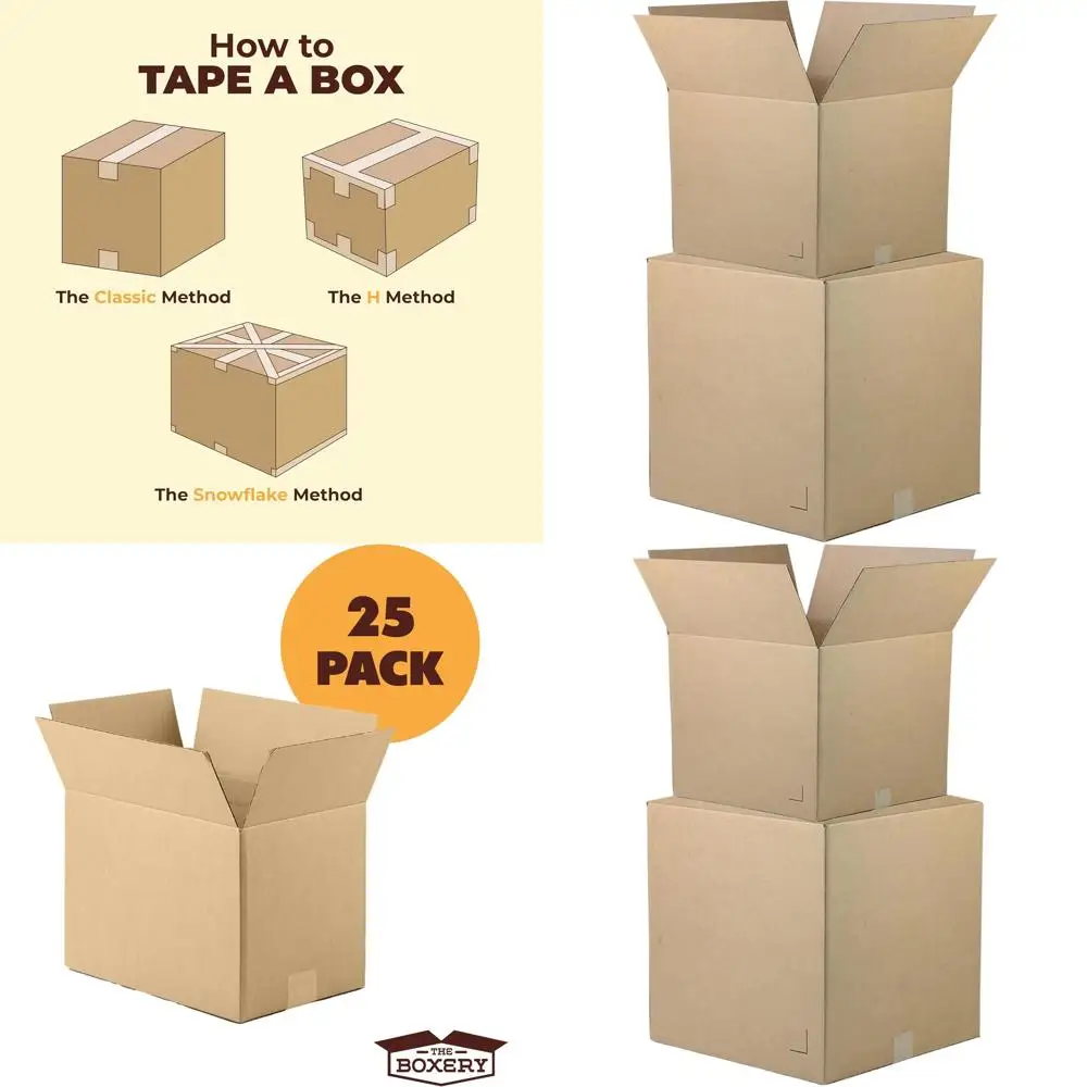 

Набор из 25 коробок из гофрированного картона коричневого цвета, 18x12x12 дюймов - прочные, экологичные, пригодные для переработки, произведены в США для доставки и упаковки.