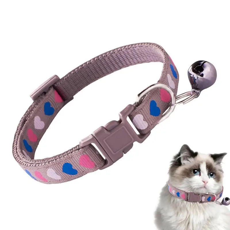 

Pet Collars for Dogs PVC Colorful Dog Collar with Bells Detachable Pet Collar Adjustable Love Heart Printed for Puppy Cat Kitten