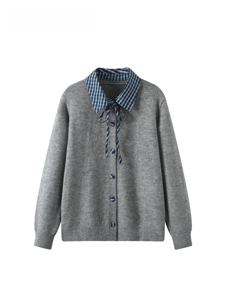 

plus Size Ne Long Sve Knitted Sweater Women Casual Sle Spring Faion College Wind Top Comfortable Polyester Fiber