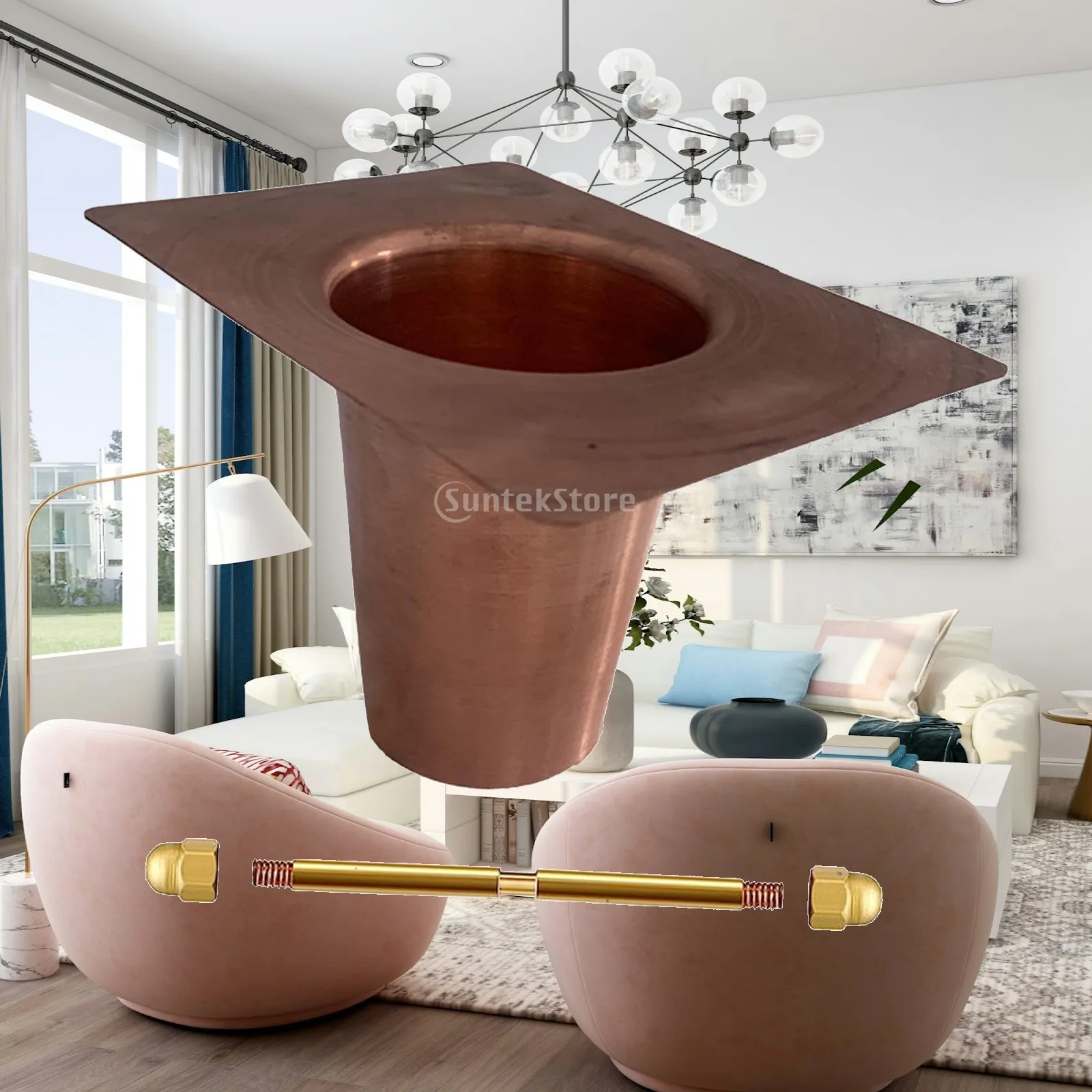 Rain Chain Gutter Adapter Copper Material Downspout Outlet Filter Hanging Bracket for Roof Water Management