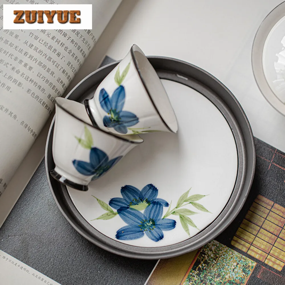 Hand-painted Magnolia Ceramic Pot Bearing Holder Old Iron Dry Bubble Table Small Tea Board Divided Storage Tray Kung Fu Tea Set