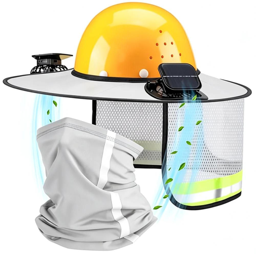 Safety Helmet Solar Fan Shade Brim Sun Visor Cooling Attachment For Outdoor Electrical Repair Construction Worker