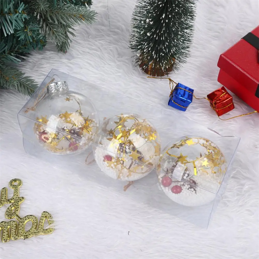 Glittering Tree Decorations Sparkling Sequin Christmas Ball Ornaments Set for Festive Home Decor 3 Pack Xmas Tree for Store