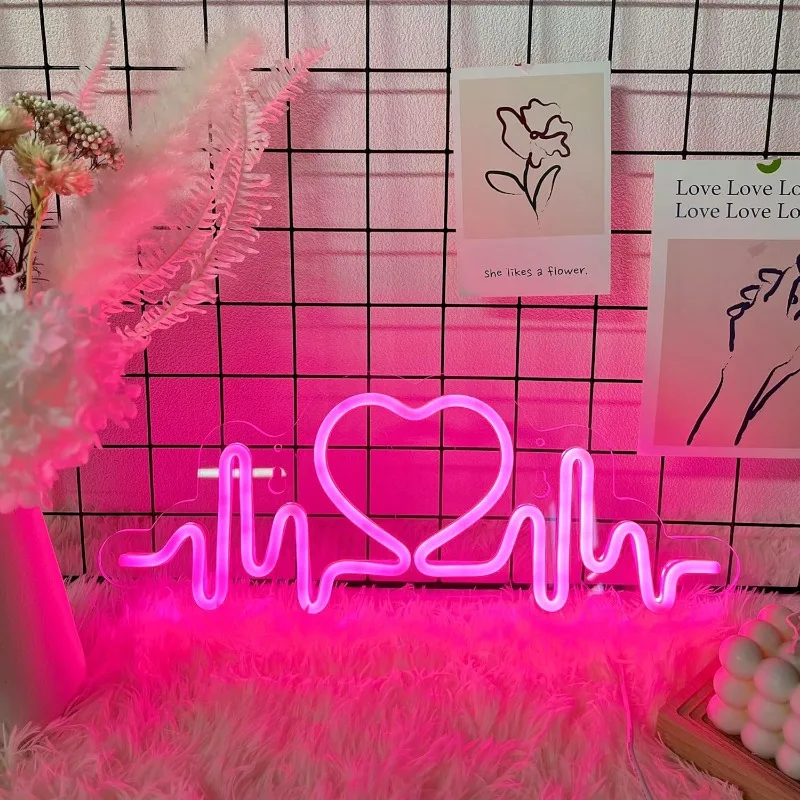 Imagem -03 - Xm-heart Neon Sign Led Wall Art Decor Usb Regulável Quarto Quarto de Meninas Dormitório Dia dos Namorados Aniversário Presente de Natal