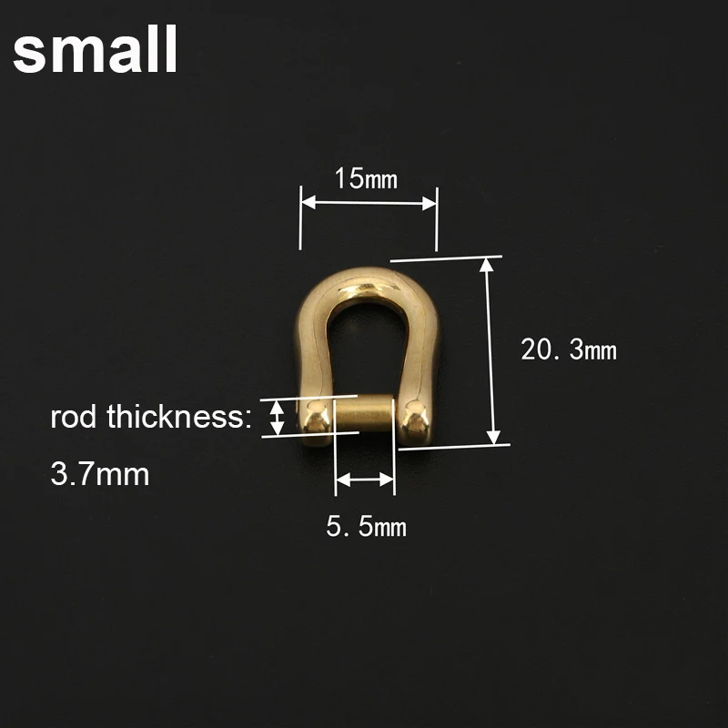 1pcs Solid Brass Carabiner D Bow Shackle Slot Screw Removable Fob Key Ring Keychain Joint Connector Buckle DIY Hardware