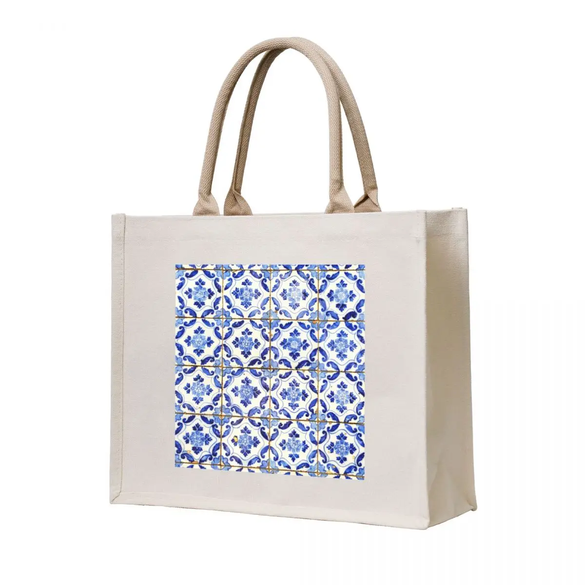 

Portuguese tiles. Blue flowers and leaves Tote Bag personalized tote Custom bag female bag