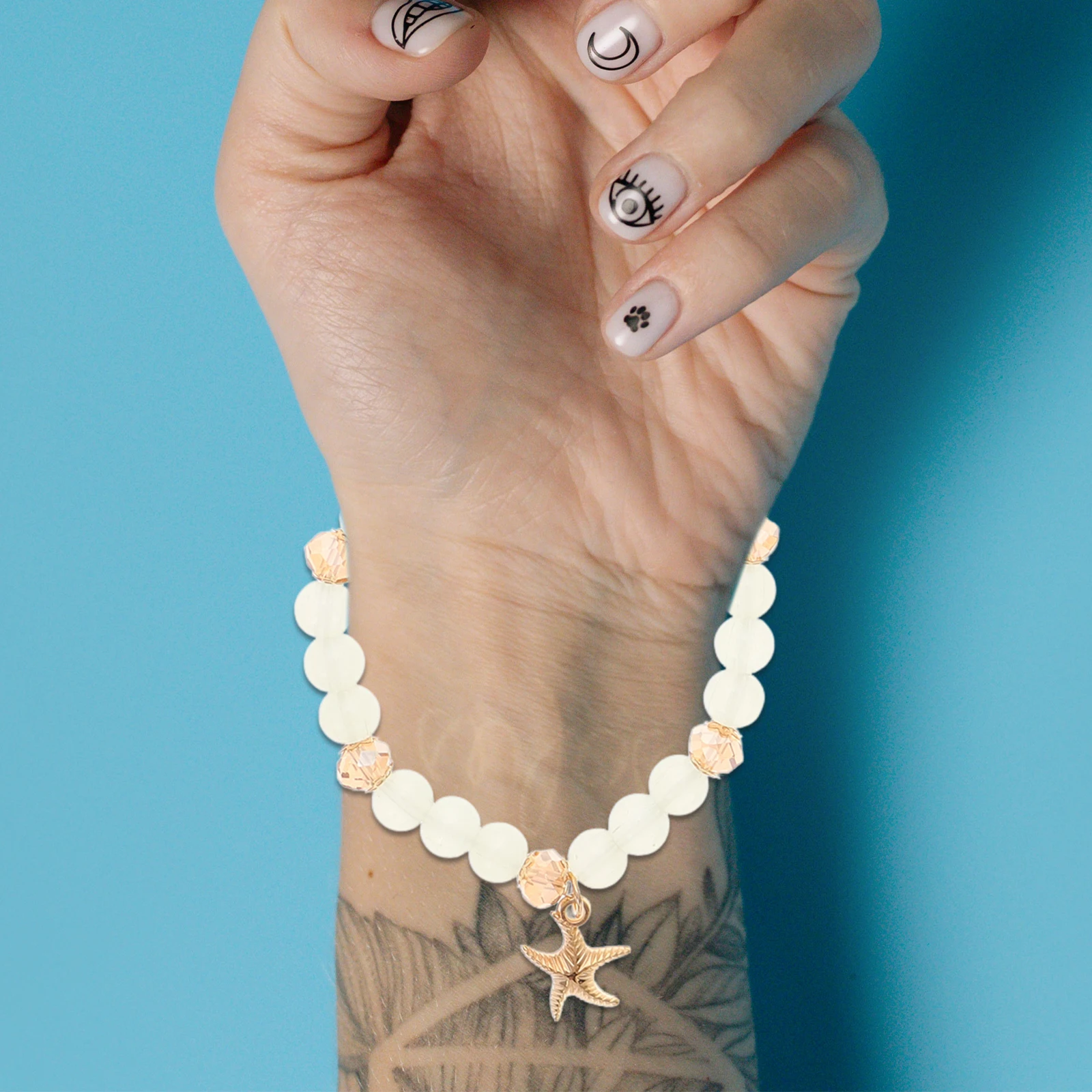 

1Set Bohemian Multi-Layer Crystal Bracelet Sea Star Pendant Beaded Wrist Jewelry Trendy Party Festival Bracelet for Women Girls