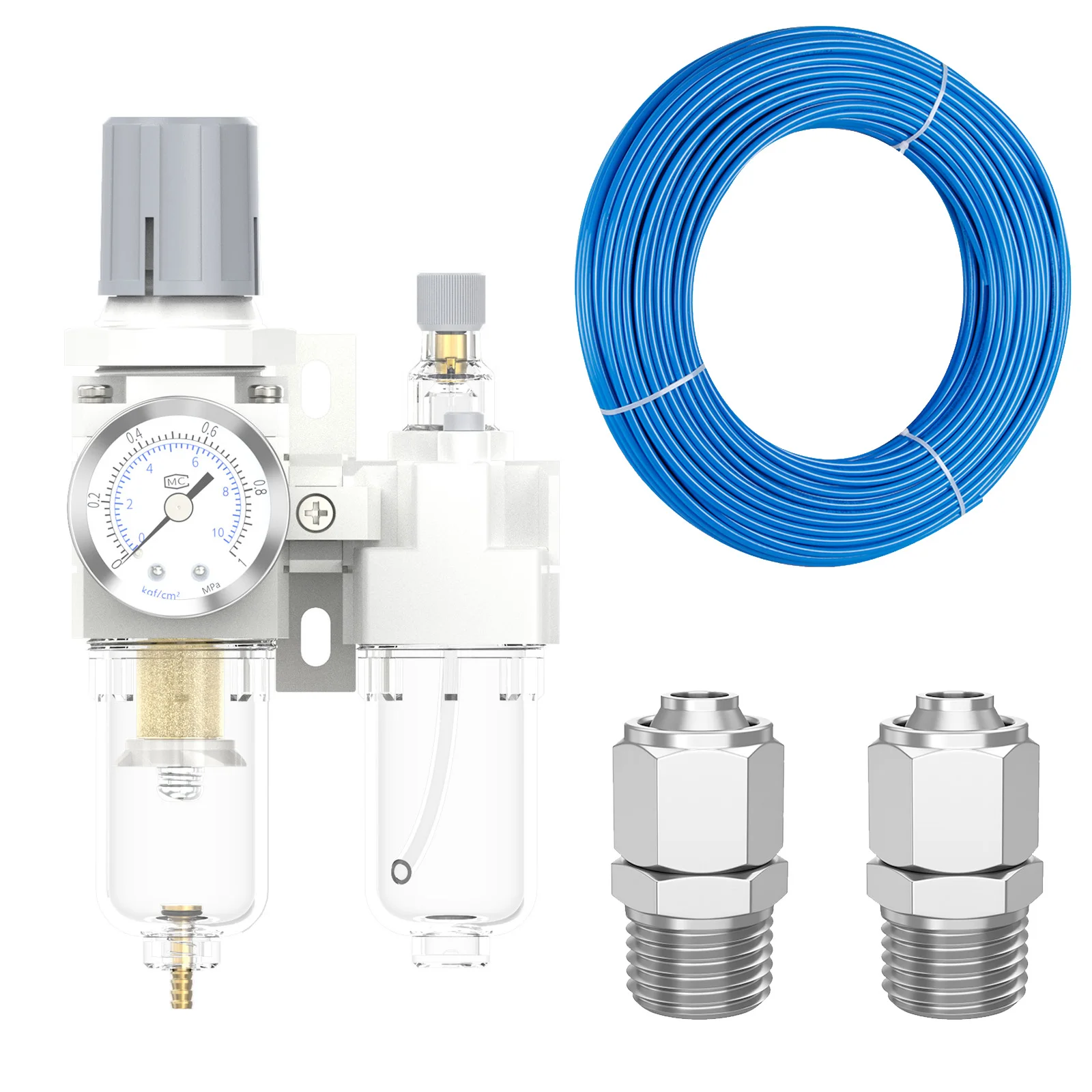 

Пневматический 1/4 "AC2010-02 воздушный фильтр, регулятор давления, масло-водоотделитель с синей воздушной трубкой из искусственной кожи 10 м 5x8