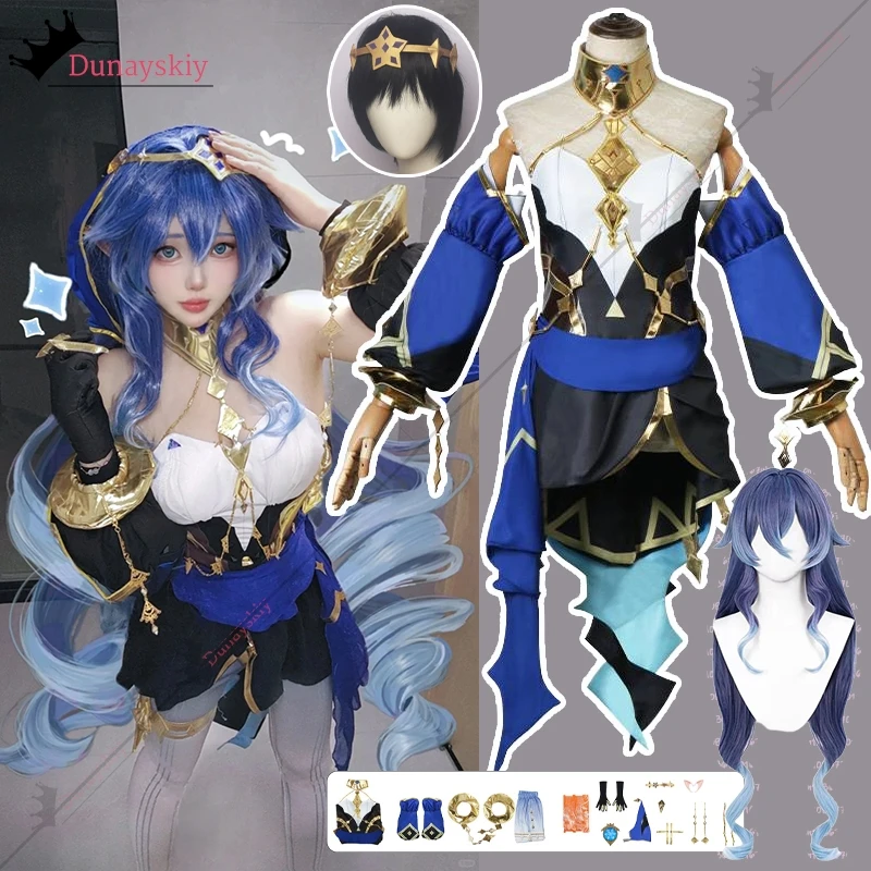 Layla Sumeru Косплей Костюм XS-3XL Женские платья Полный комплект Головные уборы Платье Чулки Парик Парик Аниме Ролевой костюм Layla