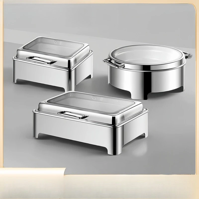 Electric Buffet Chafing Dish Square, Visual Flip Cover Warmers for Hotel Catering Service