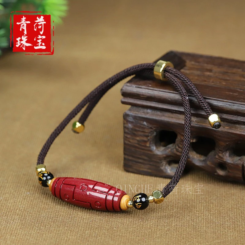 Natural clavicle chain, handmade braided bracelet, purple gold sand necklace, nine-eye Dzi bead pendant