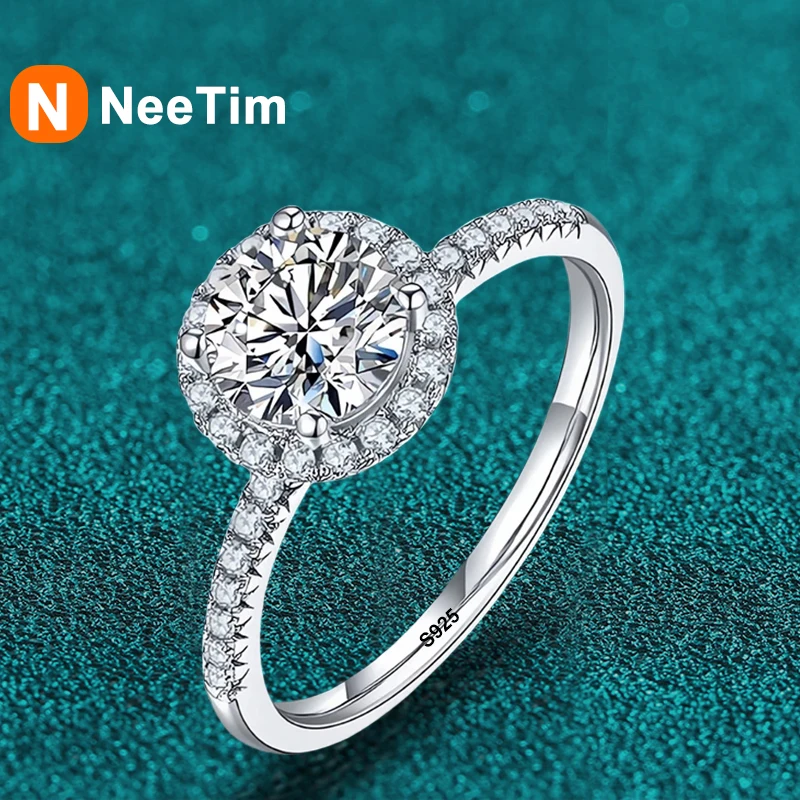 

NeeTim 3CT Moissanite Ring For Women 925 Sterling Silver With 18K Gold Plated Eternity Promise Band Engagement Wedding Jewelry